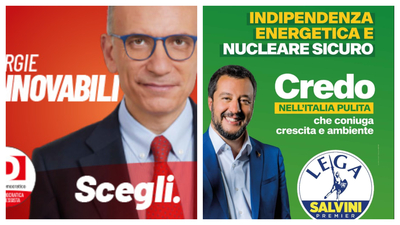 Letta e Salvini nei cartelloni della campagna elettorale 2022: la questione energetica